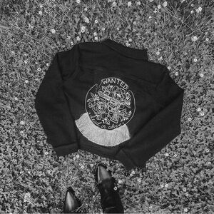 Hand painted western embellished stretch denim jacket